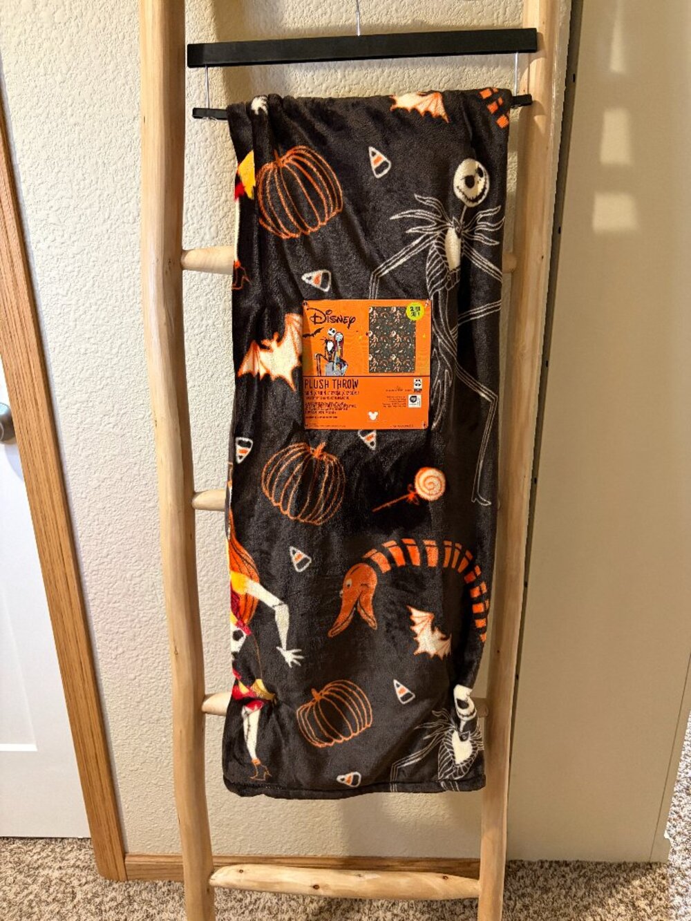 Disney Nightmare Before Christmas Jack Sally Halloween Throw Blanket NWT